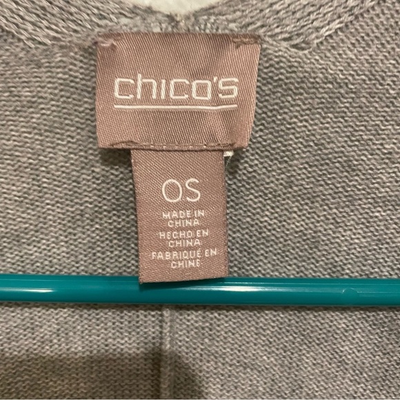 Chico’s Gray with Gray and Black print Trim Wrap. Size OS - Picture 4 of 5